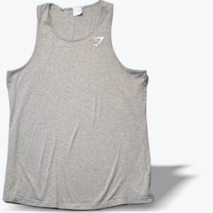 Gymshark Mens Logo Tank Top Heather Gray Cotton Blend Crew Neck Size Large